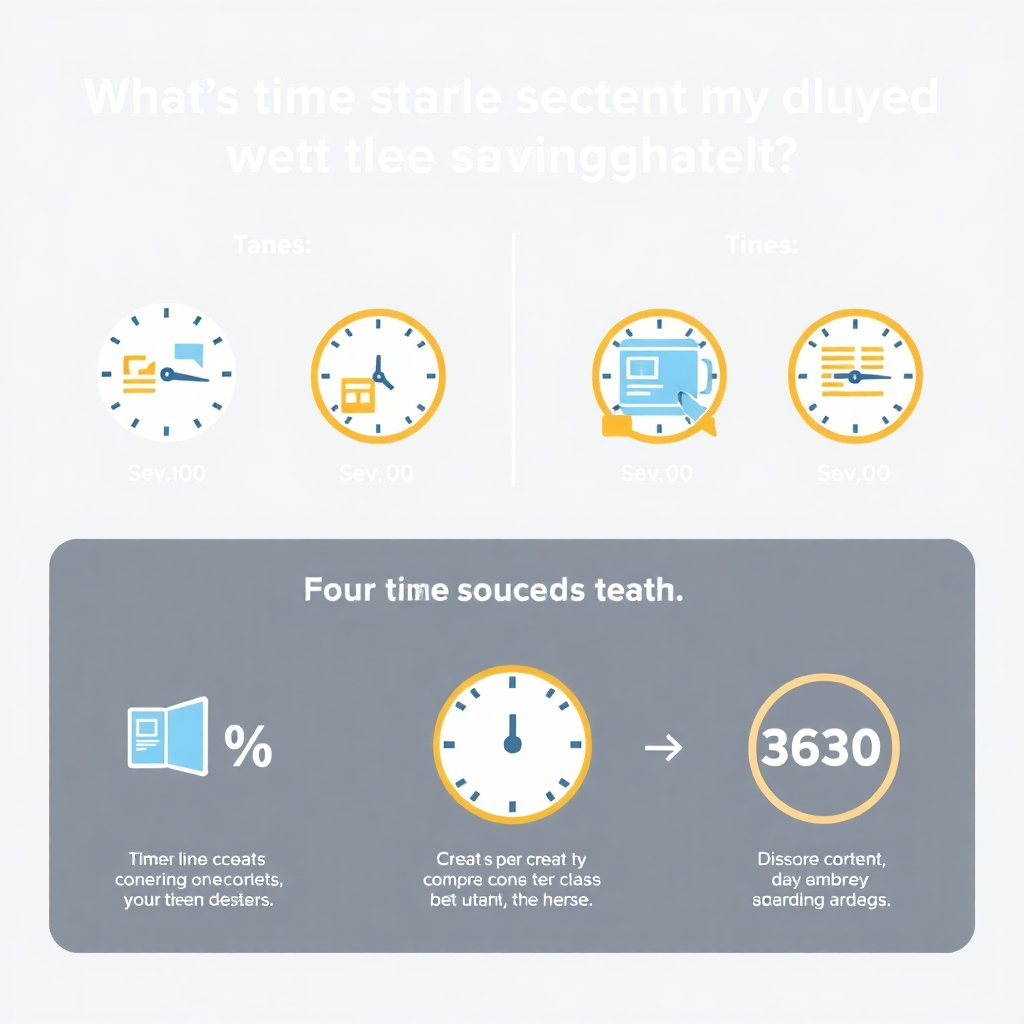 A stylized infographic comparing the time spent creating content using traditional methods versus SAITS4U, demonstrating significant time savings.  Use icons and clear visuals to communicate the message effectively. The style should be clean and modern, with a focus on data visualization.