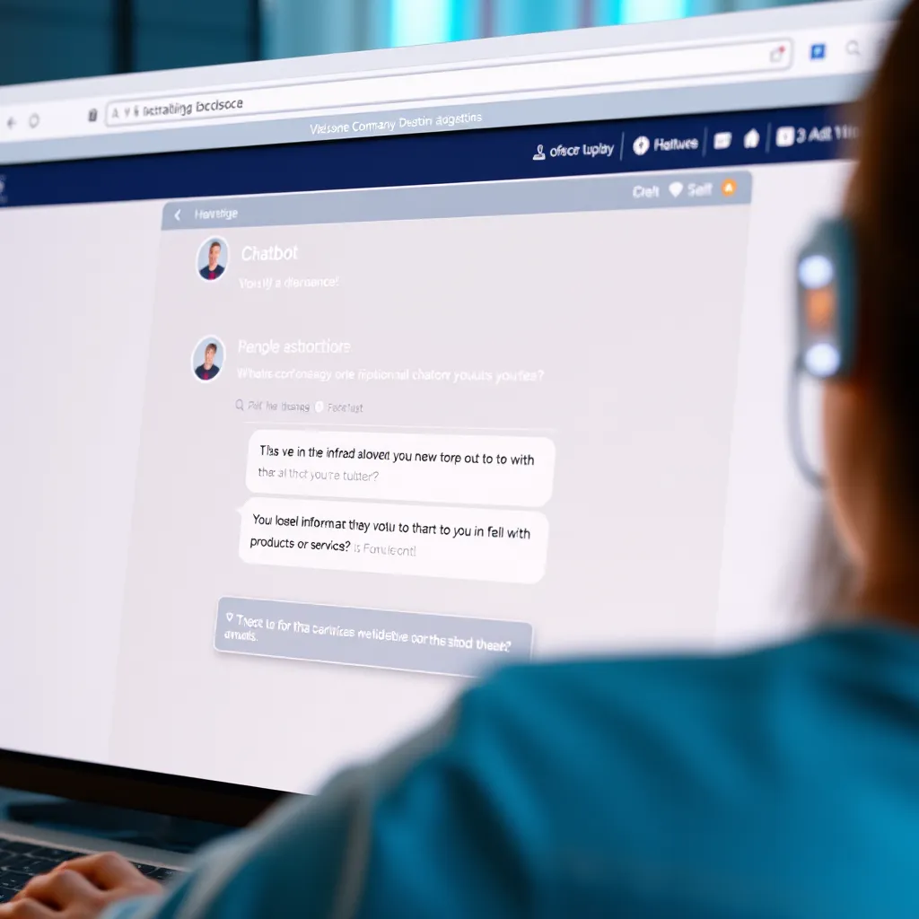  A website with a chat window open, displaying a conversation between a user and a chatbot. The chatbot is providing helpful information about the company's products or services. The image should have a friendly and approachable atmosphere, showcasing the website's user-friendliness.
