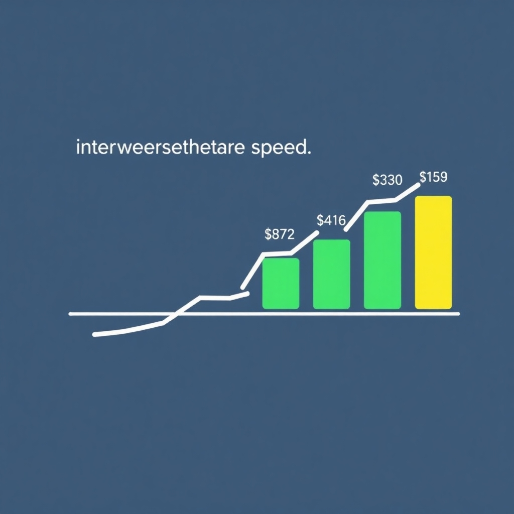 Stylized graph showcasing high website speed and loading times, along with improved SEO ranking positions. Clean aesthetic, using a modern color palette.