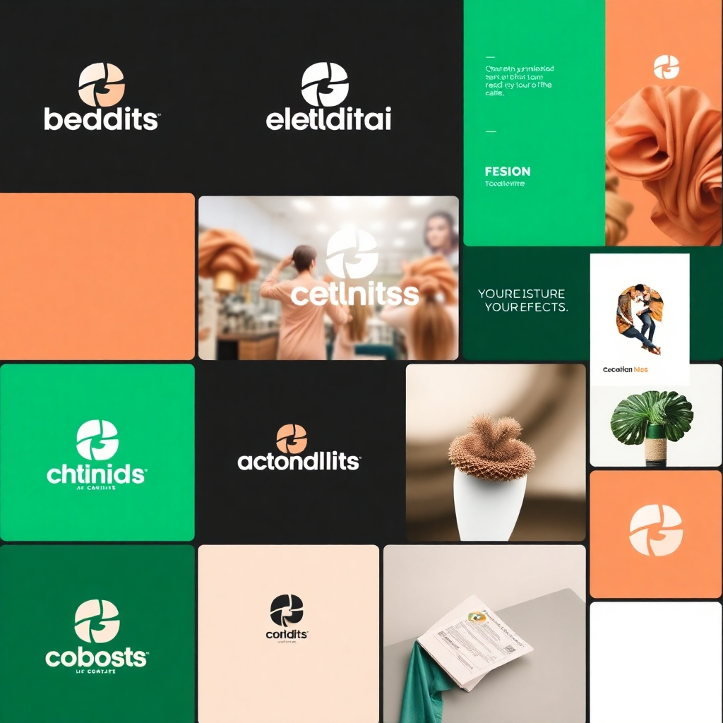 Stylized image: A mood board showcasing a consistent brand aesthetic. This should include various visual elements that are aligned with the business's overall branding, such as logo, color palette, typography, and imagery.